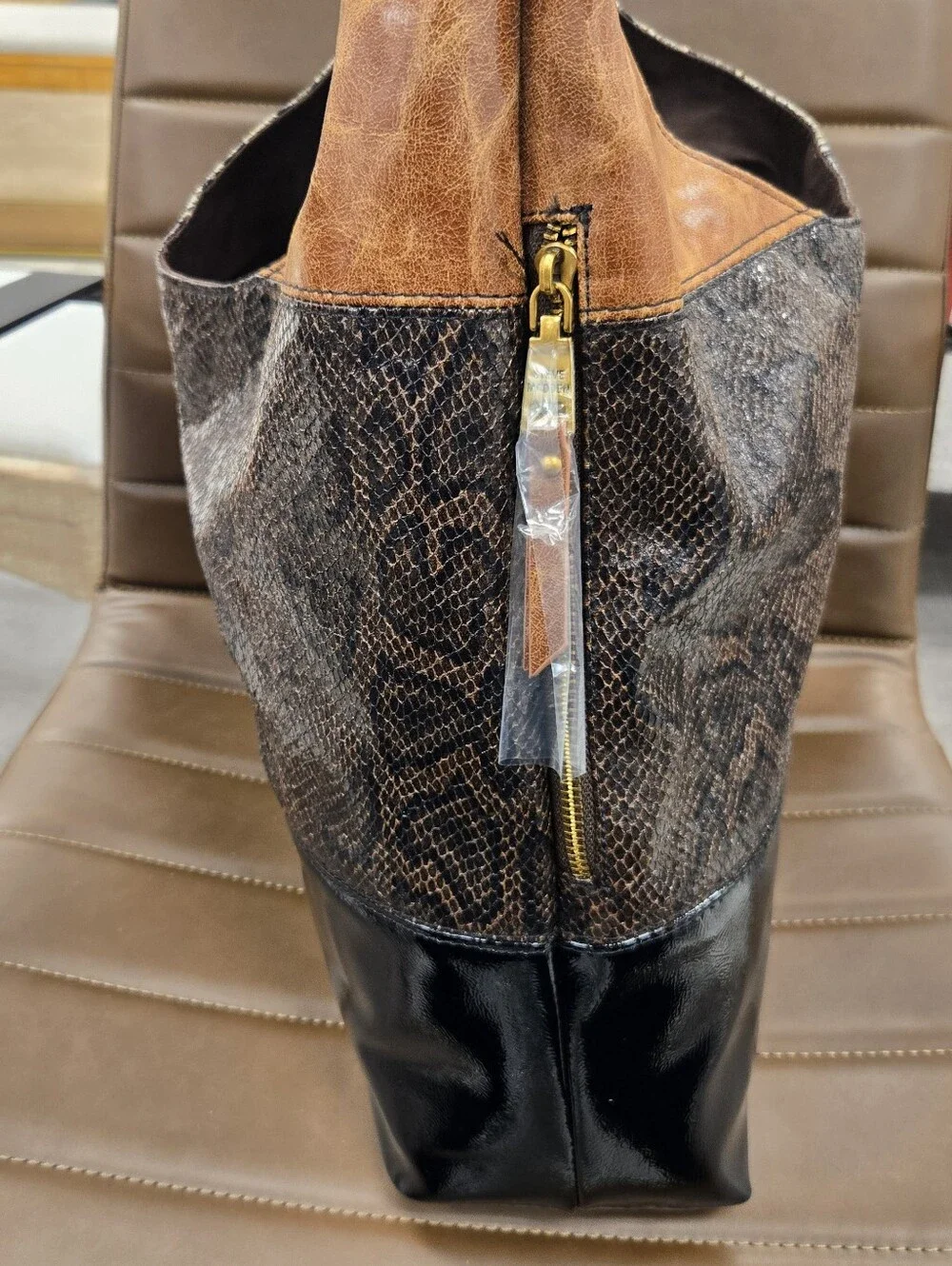 Steve Madden Patchwork Snake-Print Hobo Handbag